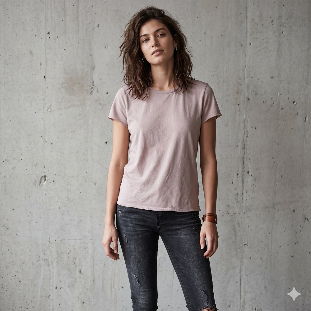 AllSaints Women Bela Tee Large Pink Short Sleeve Crew Cotton‎ Minimalist Edgy